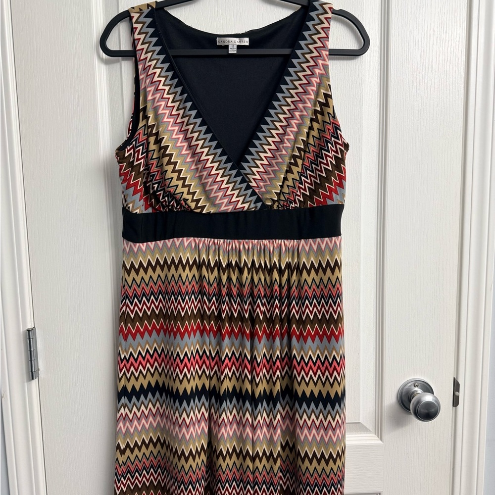 Sandra Darren Chevron Maxi Dress - Red, Black, Cream